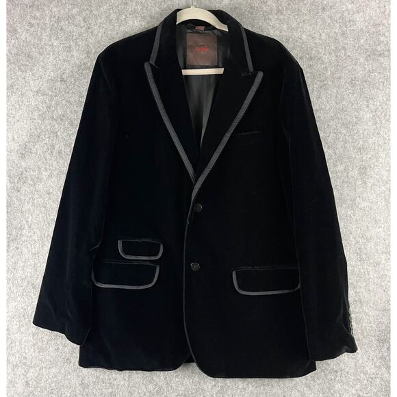 Tre Vero Loro Piana Velvet Blazer Sport Coat Jacket Mens XL 42R Black Peak Lapel - Picture 1 of 16